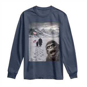 Nihilist Penguin Trump Hiking Mountains Long Sleeve Shirt Funny Bigfoot Selfie But Why TS14 Navy Print Your Wear