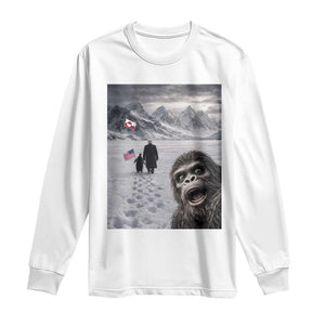 Nihilist Penguin Trump Hiking Mountains Long Sleeve Shirt Funny Bigfoot Selfie But Why TS14 White Print Your Wear