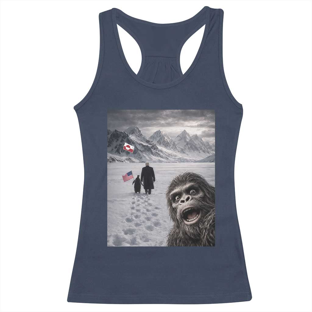 Nihilist Penguin Trump Hiking Mountains Racerback Tank Top Funny Bigfoot Selfie But Why TS14 Navy Print Your Wear