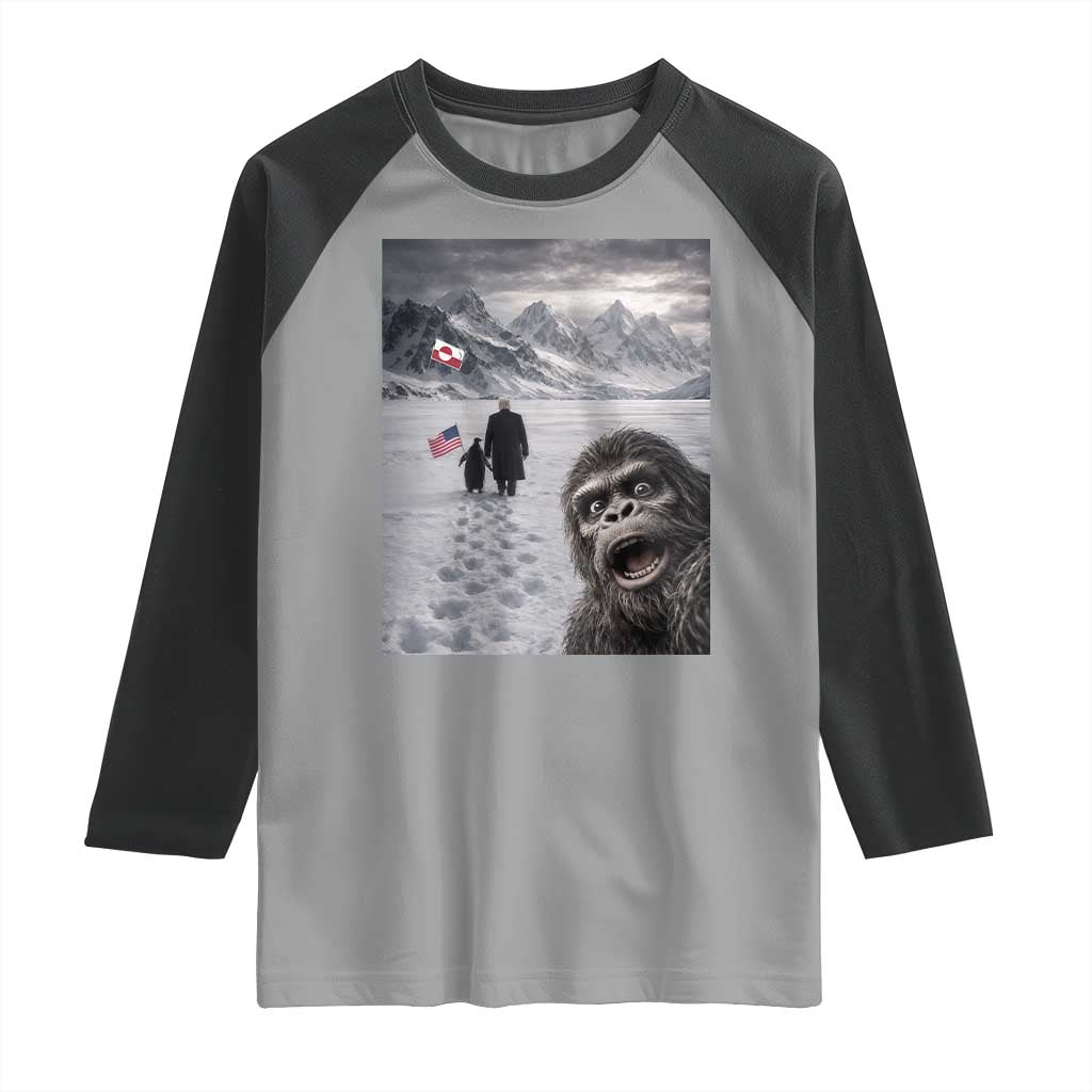 Nihilist Penguin Trump Hiking Mountains Raglan Shirt Funny Bigfoot Selfie But Why TS14 Sport Gray Black Print Your Wear