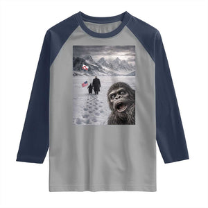 Nihilist Penguin Trump Hiking Mountains Raglan Shirt Funny Bigfoot Selfie But Why TS14 Sport Gray Navy Print Your Wear