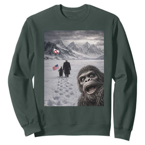 Nihilist Penguin Trump Hiking Mountains Sweatshirt Funny Bigfoot Selfie But Why TS14 Dark Forest Green Print Your Wear