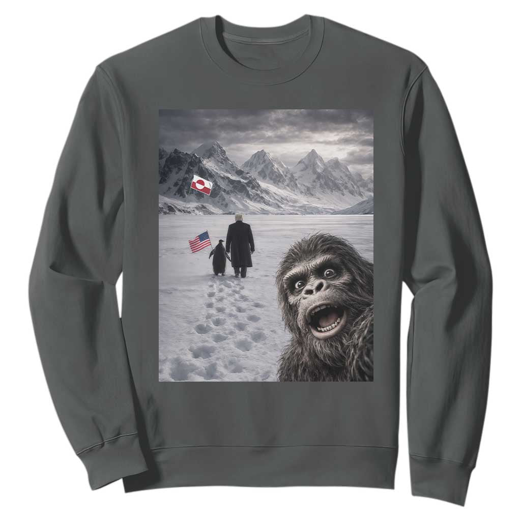 Nihilist Penguin Trump Hiking Mountains Sweatshirt Funny Bigfoot Selfie But Why TS14 Dark Heather Print Your Wear