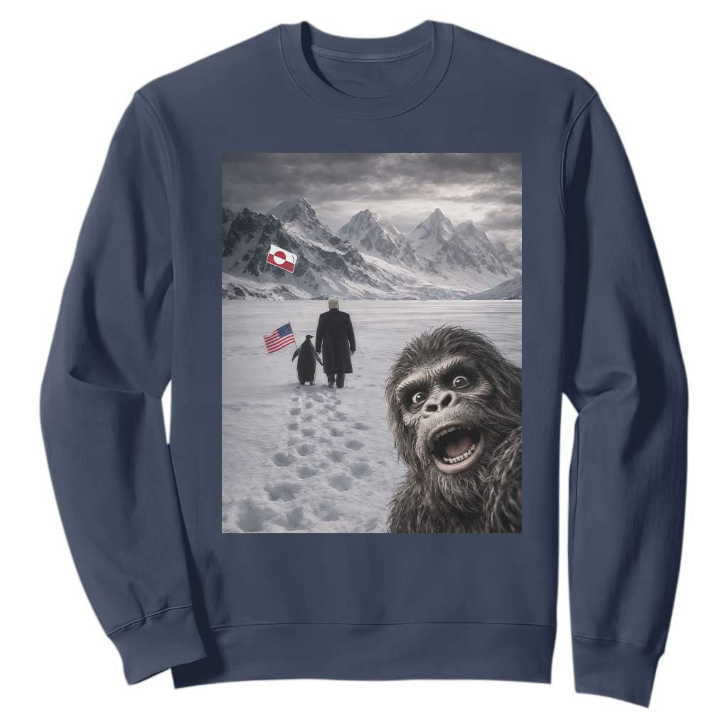 Nihilist Penguin Trump Hiking Mountains Sweatshirt Funny Bigfoot Selfie But Why TS14 Navy Print Your Wear