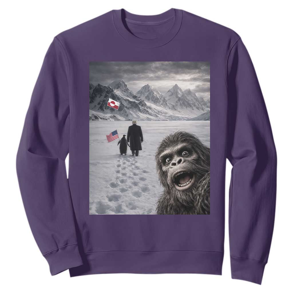 Nihilist Penguin Trump Hiking Mountains Sweatshirt Funny Bigfoot Selfie But Why TS14 Purple Print Your Wear