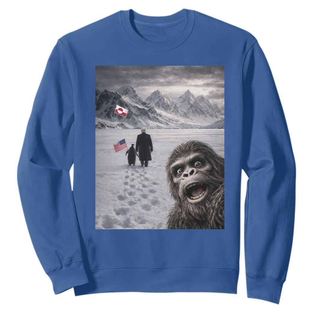 Nihilist Penguin Trump Hiking Mountains Sweatshirt Funny Bigfoot Selfie But Why TS14 Royal Blue Print Your Wear
