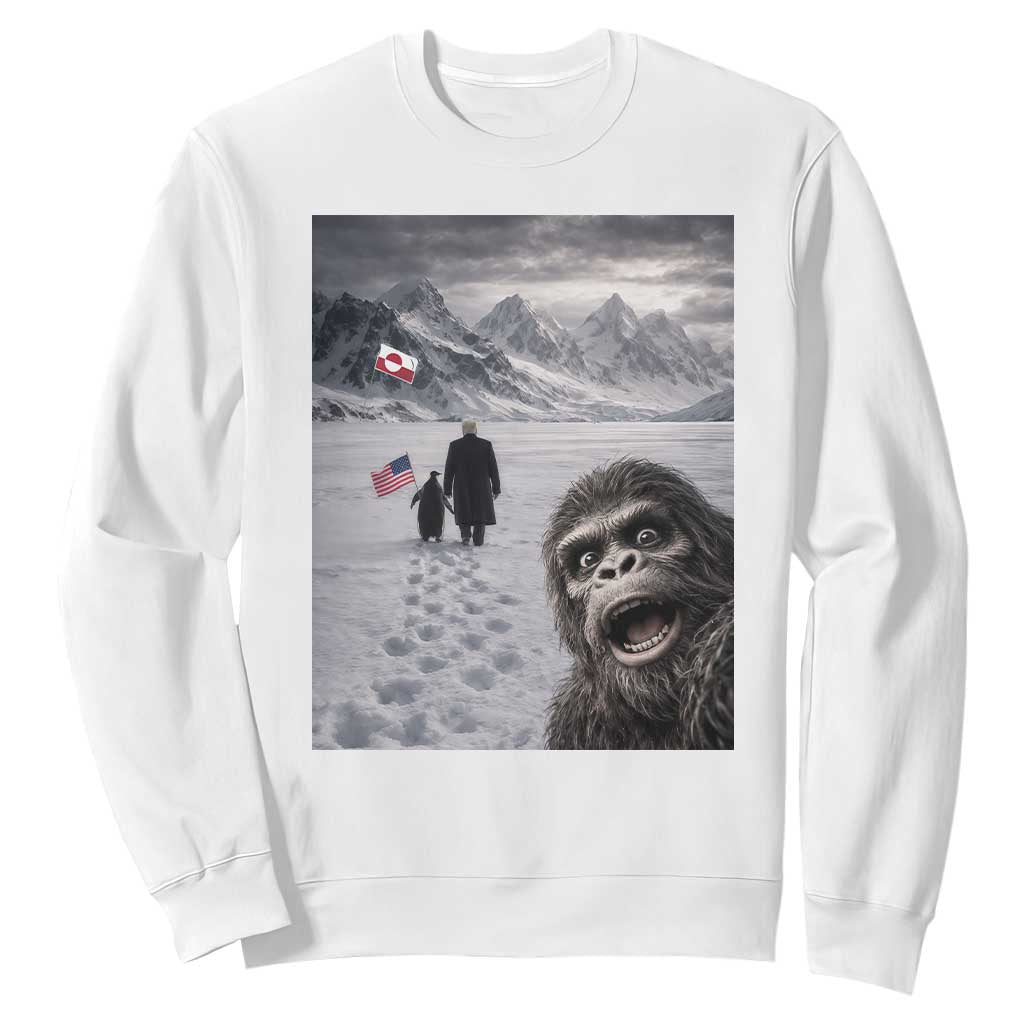 Nihilist Penguin Trump Hiking Mountains Sweatshirt Funny Bigfoot Selfie But Why TS14 White Print Your Wear