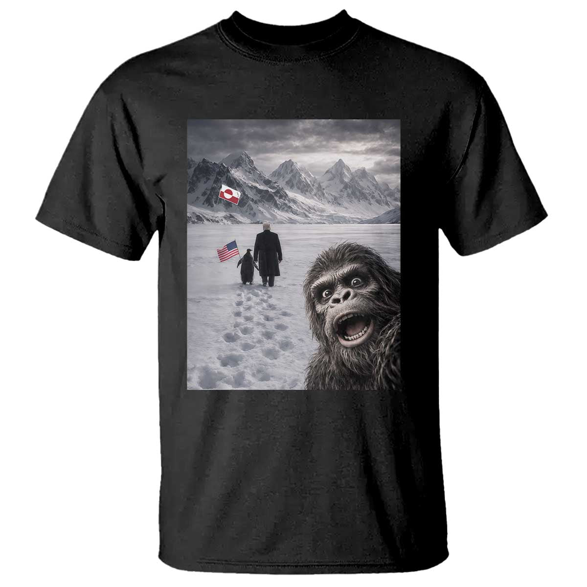 Nihilist Penguin Trump Hiking Mountains T Shirt Funny Bigfoot Selfie But Why TS14 Black Print Your Wear