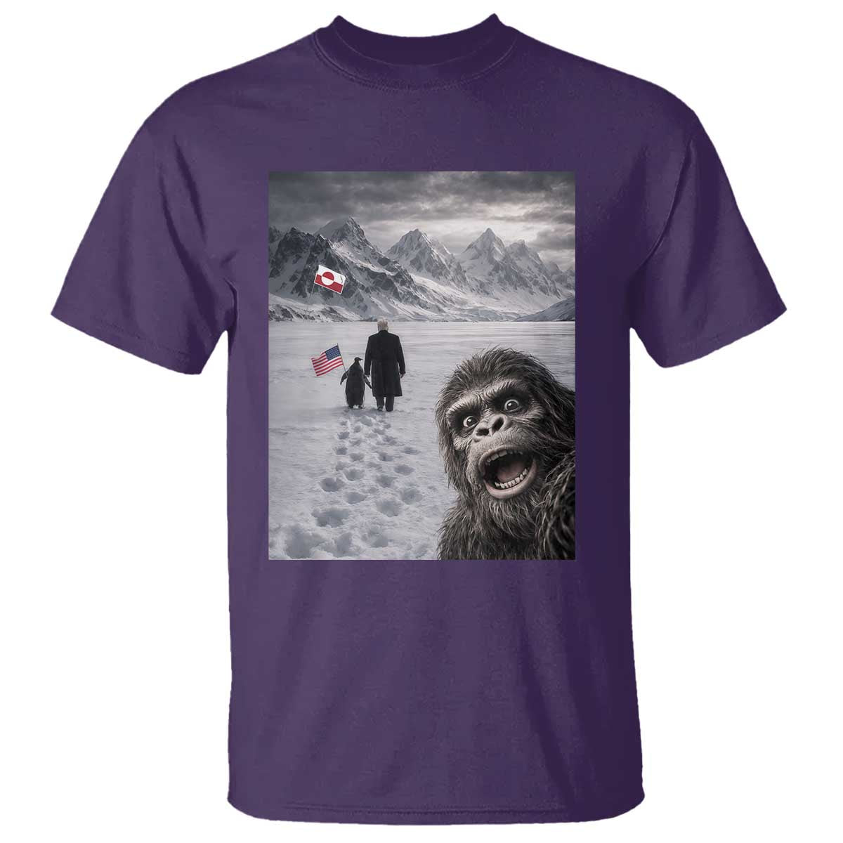 Nihilist Penguin Trump Hiking Mountains T Shirt Funny Bigfoot Selfie But Why TS14 Purple Print Your Wear