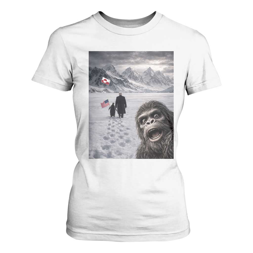 Nihilist Penguin Trump Hiking Mountains T Shirt For Women Funny Bigfoot Selfie But Why TS14 White Print Your Wear