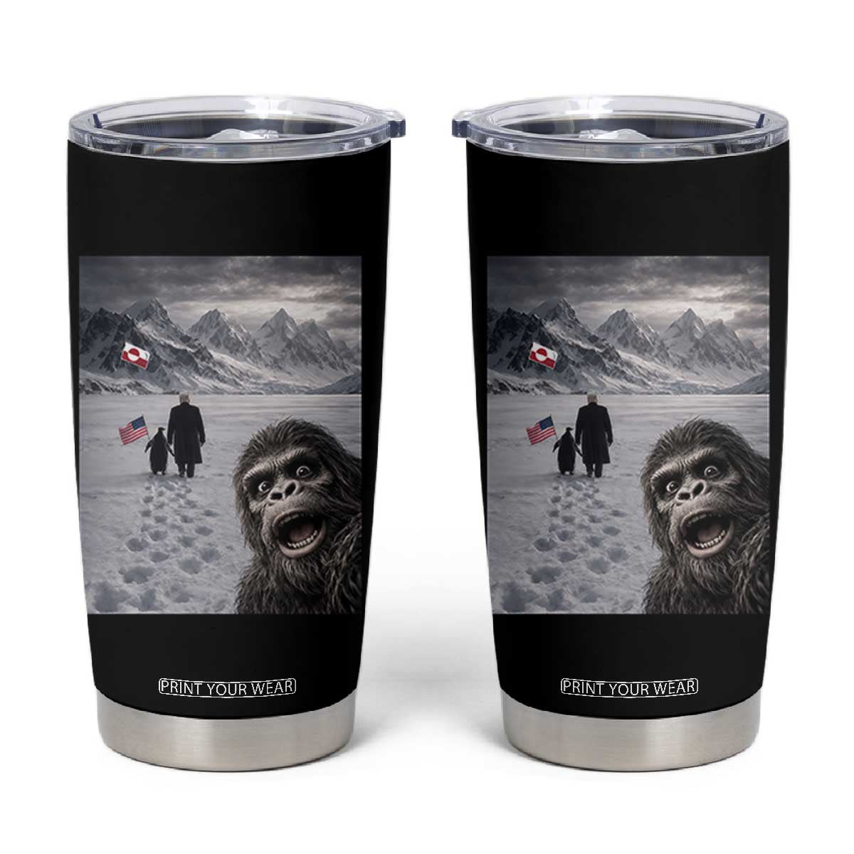 Nihilist Penguin Trump Hiking Mountains Tumbler Cup Funny Bigfoot Selfie But Why TS14 Black Print Your Wear