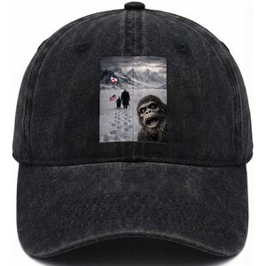 Nihilist Penguin Trump Hiking Mountains Washed Cotton Baseball Cap Funny Bigfoot Selfie But Why TS14 Washed Cap Universal Fit Black Print Your Wear