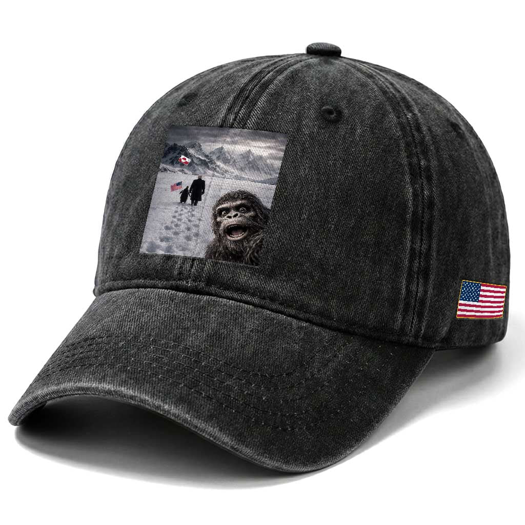 Nihilist Penguin Trump Hiking Mountains Washed Cotton Baseball Cap Funny Bigfoot Selfie But Why TS14 Print Your Wear