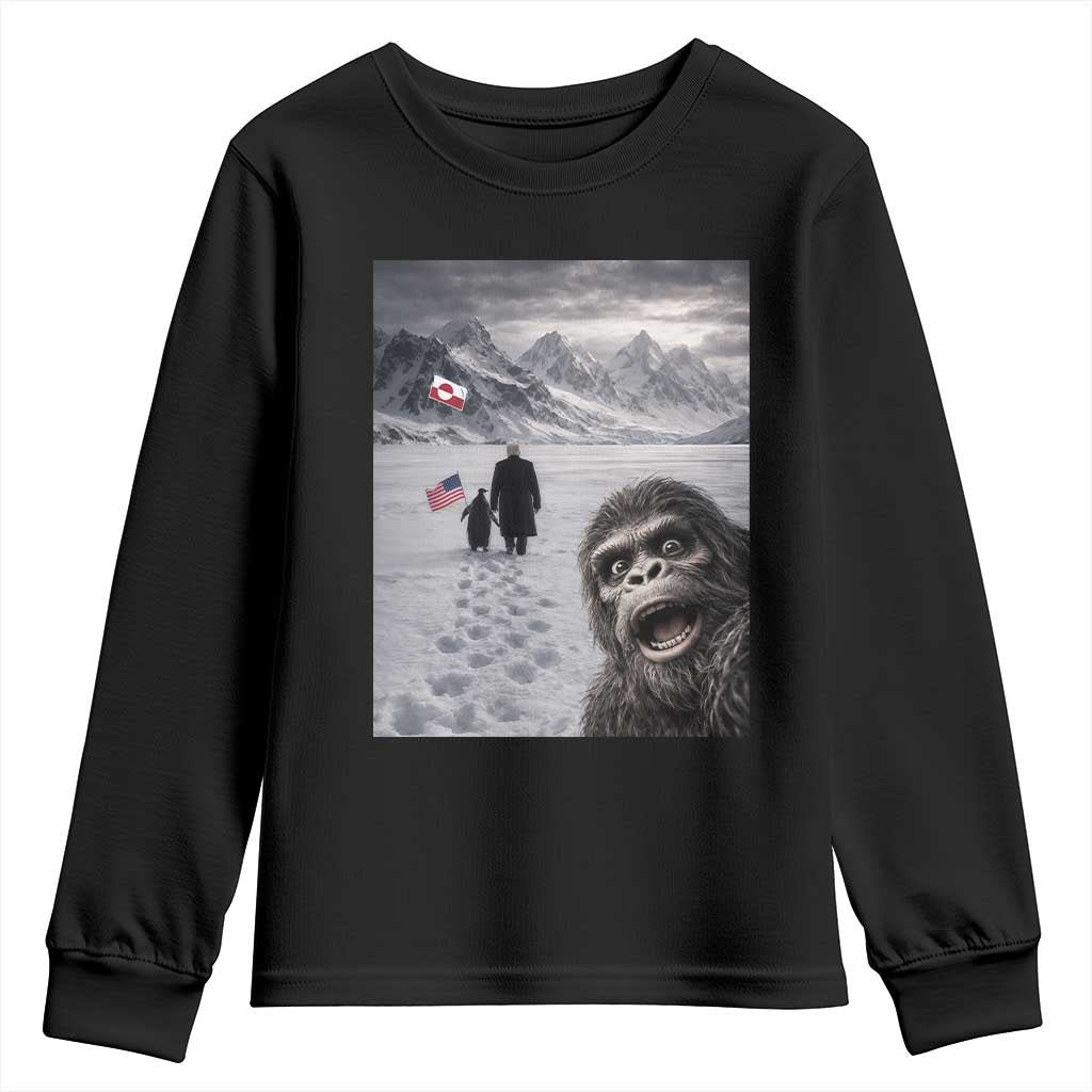 Nihilist Penguin Trump Hiking Mountains Youth Sweatshirt Funny Bigfoot Selfie But Why TS14 Black Print Your Wear