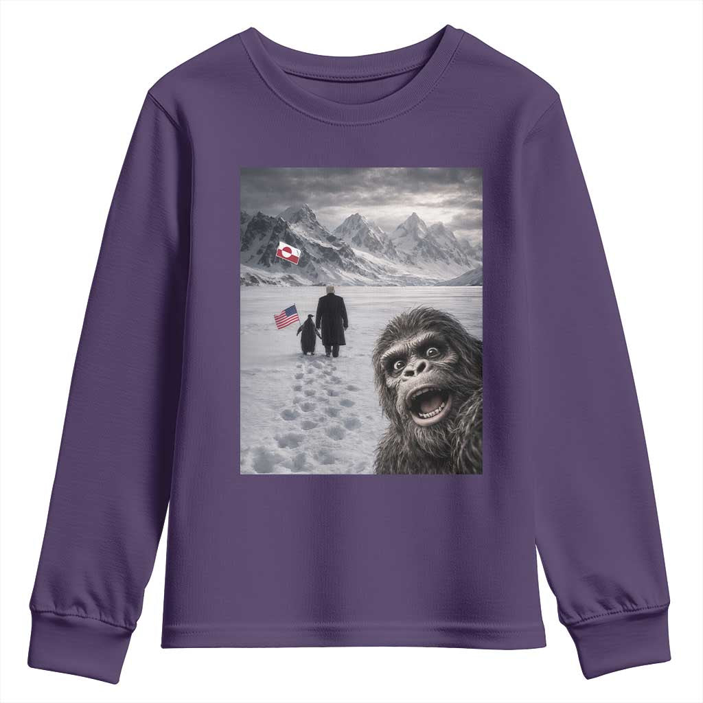 Nihilist Penguin Trump Hiking Mountains Youth Sweatshirt Funny Bigfoot Selfie But Why TS14 Purple Print Your Wear