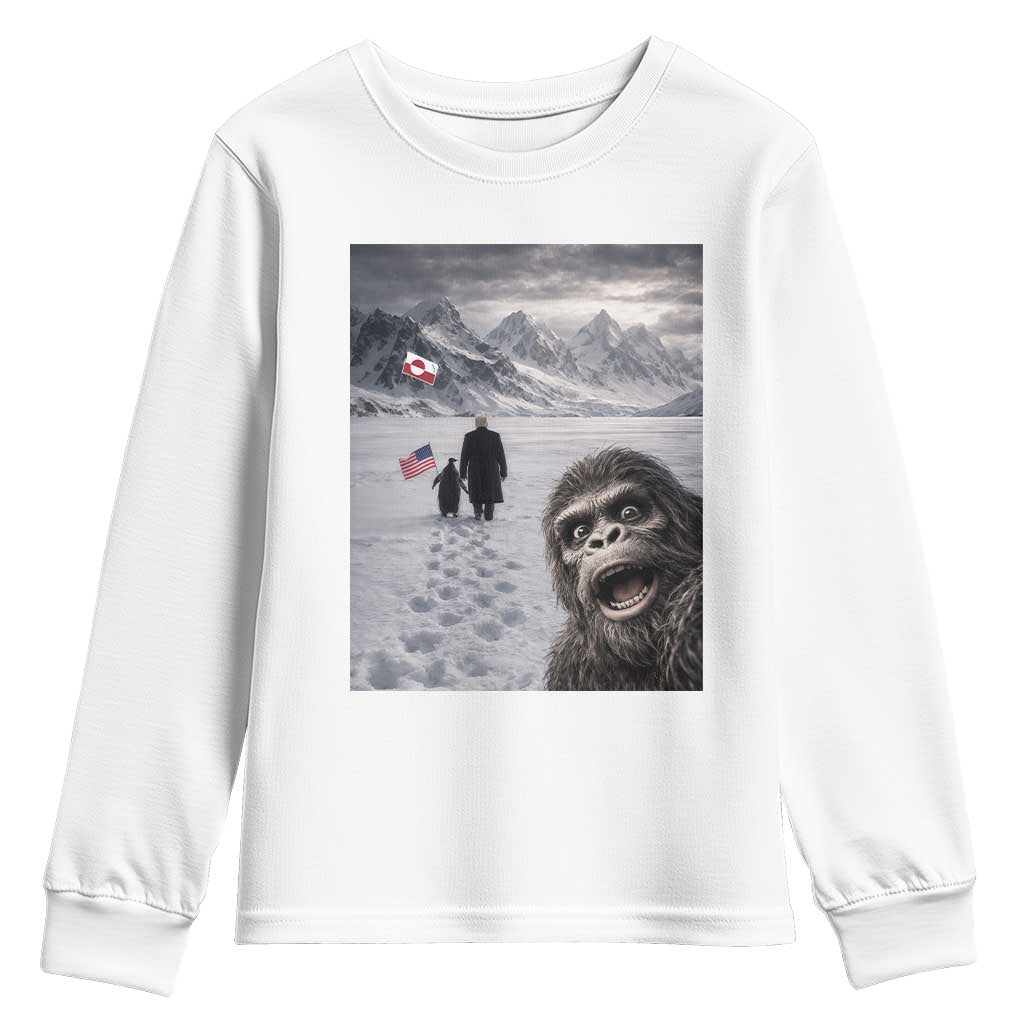 Nihilist Penguin Trump Hiking Mountains Youth Sweatshirt Funny Bigfoot Selfie But Why TS14 White Print Your Wear