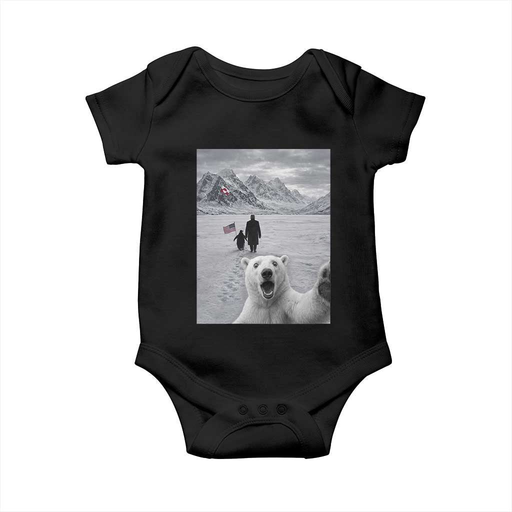 Nihilist Penguin Trump Hiking Mountains Baby Onesie Funny Polar Bear Selfie But Why TS14 Black Print Your Wear
