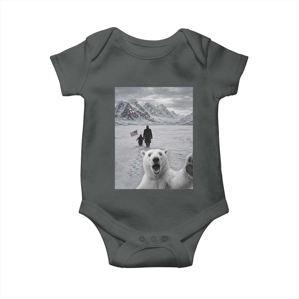 Nihilist Penguin Trump Hiking Mountains Baby Onesie Funny Polar Bear Selfie But Why TS14 Dark Heather Print Your Wear