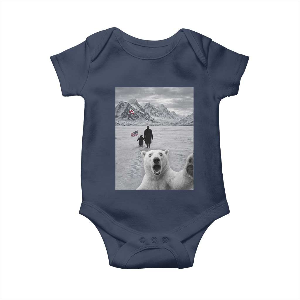 Nihilist Penguin Trump Hiking Mountains Baby Onesie Funny Polar Bear Selfie But Why TS14 Navy Print Your Wear