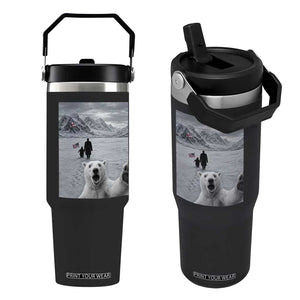 Nihilist Penguin Trump Hiking Mountains Flip Straw Tumbler Funny Polar Bear Selfie But Why TS14 One Size: 30 oz Black Print Your Wear