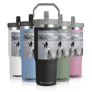 Nihilist Penguin Trump Hiking Mountains Flip Straw Tumbler Funny Polar Bear Selfie But Why TS14 Print Your Wear