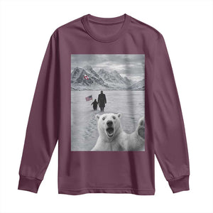 Nihilist Penguin Trump Hiking Mountains Long Sleeve Shirt Funny Polar Bear Selfie But Why TS14 Maroon Print Your Wear