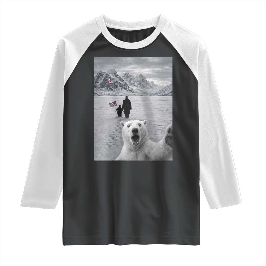 Nihilist Penguin Trump Hiking Mountains Raglan Shirt Funny Polar Bear Selfie But Why TS14 Black White Print Your Wear