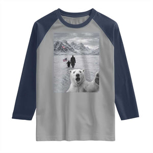Nihilist Penguin Trump Hiking Mountains Raglan Shirt Funny Polar Bear Selfie But Why TS14 Sport Gray Navy Print Your Wear
