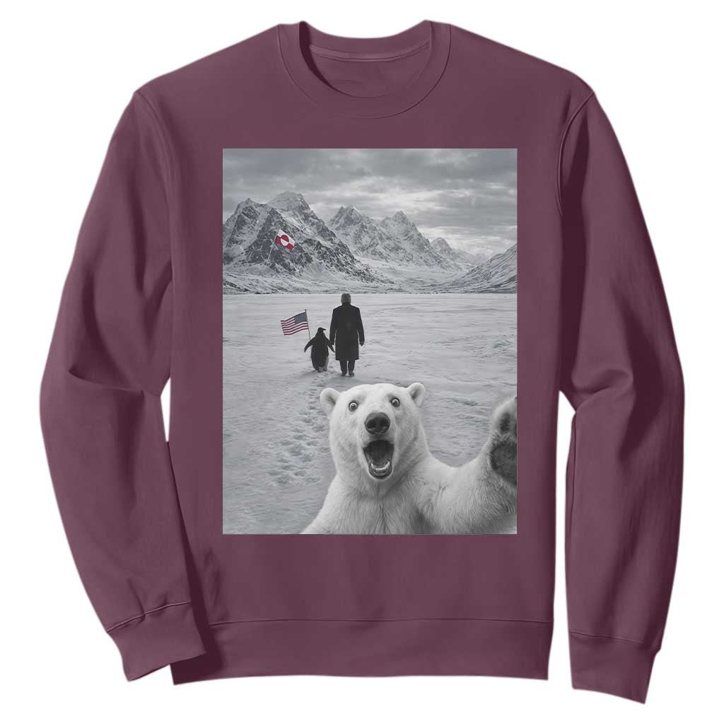 Nihilist Penguin Trump Hiking Mountains Sweatshirt Funny Polar Bear Selfie But Why TS14 Maroon Print Your Wear