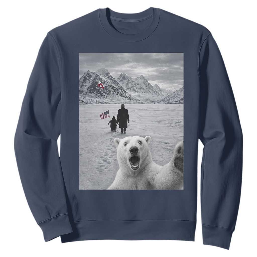 Nihilist Penguin Trump Hiking Mountains Sweatshirt Funny Polar Bear Selfie But Why TS14 Navy Print Your Wear
