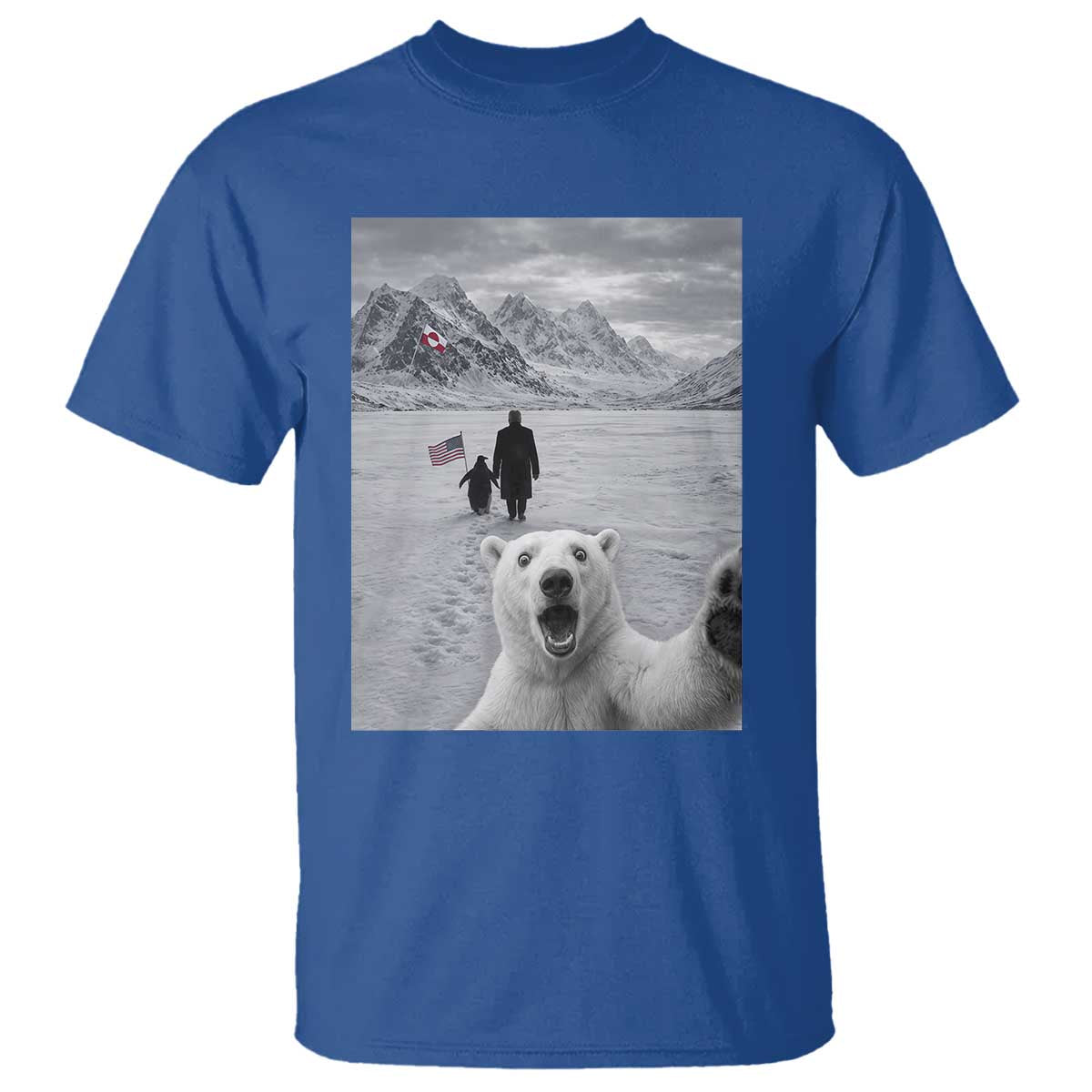 Nihilist Penguin Trump Hiking Mountains T Shirt Funny Polar Bear Selfie But Why TS14 Royal Blue Print Your Wear