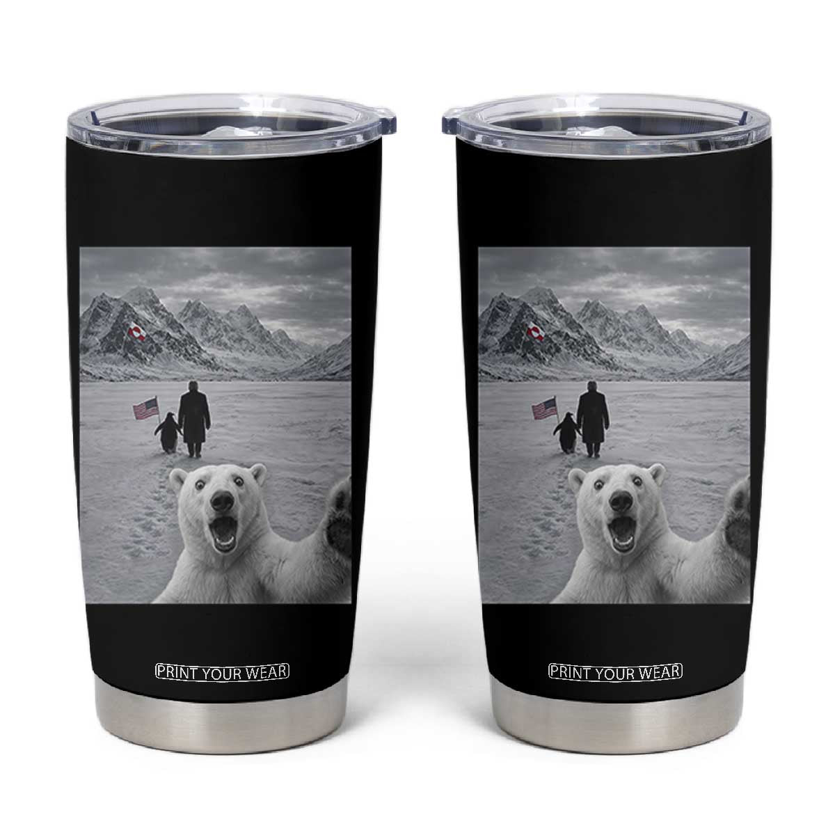Nihilist Penguin Trump Hiking Mountains Tumbler Cup Funny Polar Bear Selfie But Why TS14 Black Print Your Wear