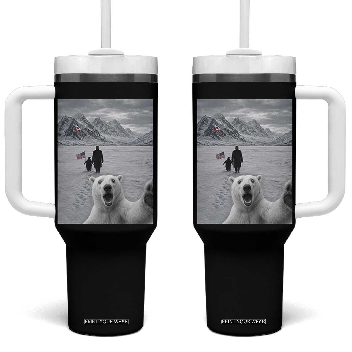 Nihilist Penguin Trump Hiking Mountains Tumbler With Handle Funny Polar Bear Selfie But Why TS14 One Size: 40 oz Black Print Your Wear