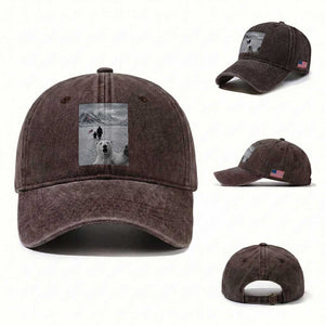 Nihilist Penguin Trump Hiking Mountains Washed Cotton Baseball Cap Funny Polar Bear Selfie But Why TS14 Washed Cap Universal Fit Dark Brown Print Your Wear