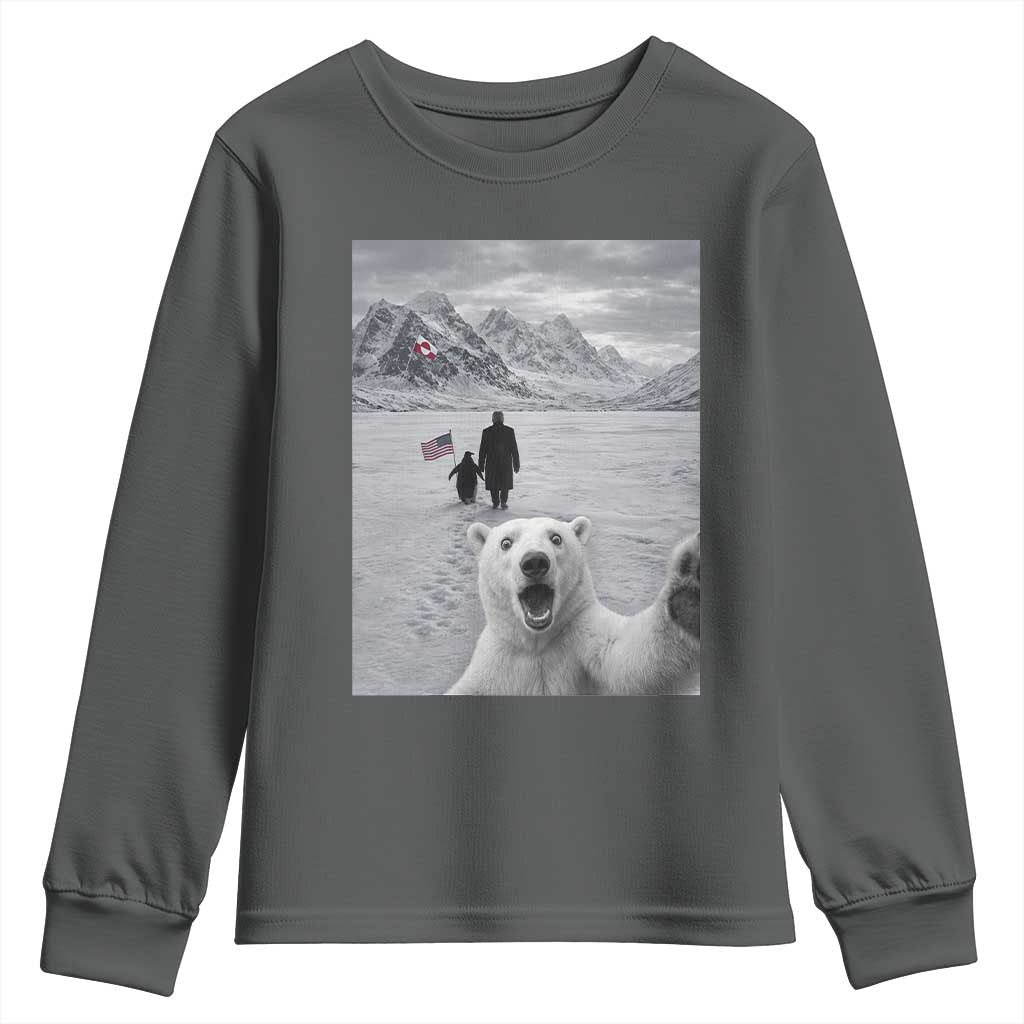 Nihilist Penguin Trump Hiking Mountains Youth Sweatshirt Funny Polar Bear Selfie But Why TS14 Dark Heather Print Your Wear