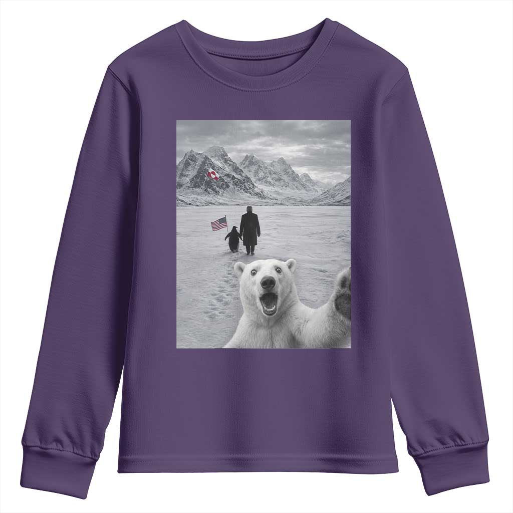 Nihilist Penguin Trump Hiking Mountains Youth Sweatshirt Funny Polar Bear Selfie But Why TS14 Purple Print Your Wear