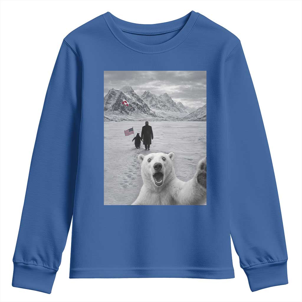 Nihilist Penguin Trump Hiking Mountains Youth Sweatshirt Funny Polar Bear Selfie But Why TS14 Royal Blue Print Your Wear