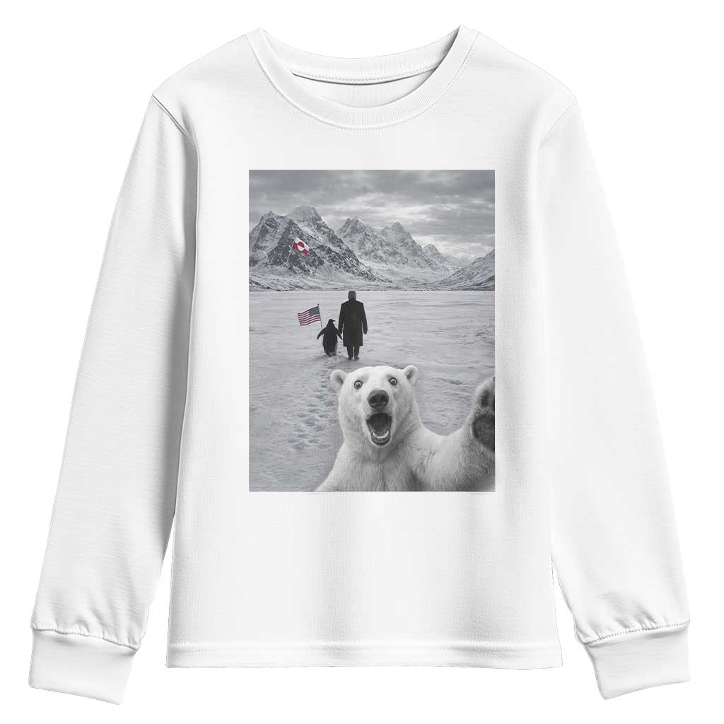 Nihilist Penguin Trump Hiking Mountains Youth Sweatshirt Funny Polar Bear Selfie But Why TS14 White Print Your Wear