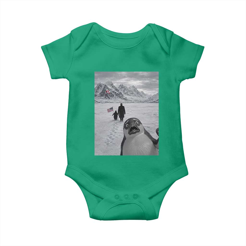 Nihilist Penguin Trump Hiking Mountains Baby Onesie Funny Penguin Selfie But Why TS14 Irish Green Print Your Wear
