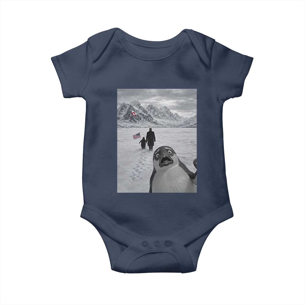Nihilist Penguin Trump Hiking Mountains Baby Onesie Funny Penguin Selfie But Why TS14 Navy Print Your Wear