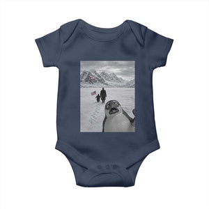 Nihilist Penguin Trump Hiking Mountains Baby Onesie Funny Penguin Selfie But Why TS14 Navy Print Your Wear