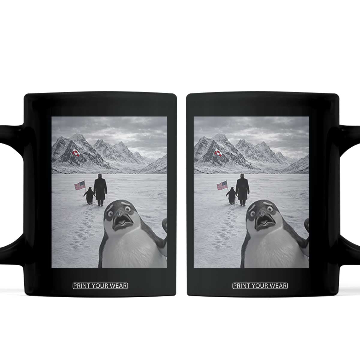 Nihilist Penguin Trump Hiking Mountains Coffee Mug Funny Penguin Selfie But Why TS14 Black Print Your Wear