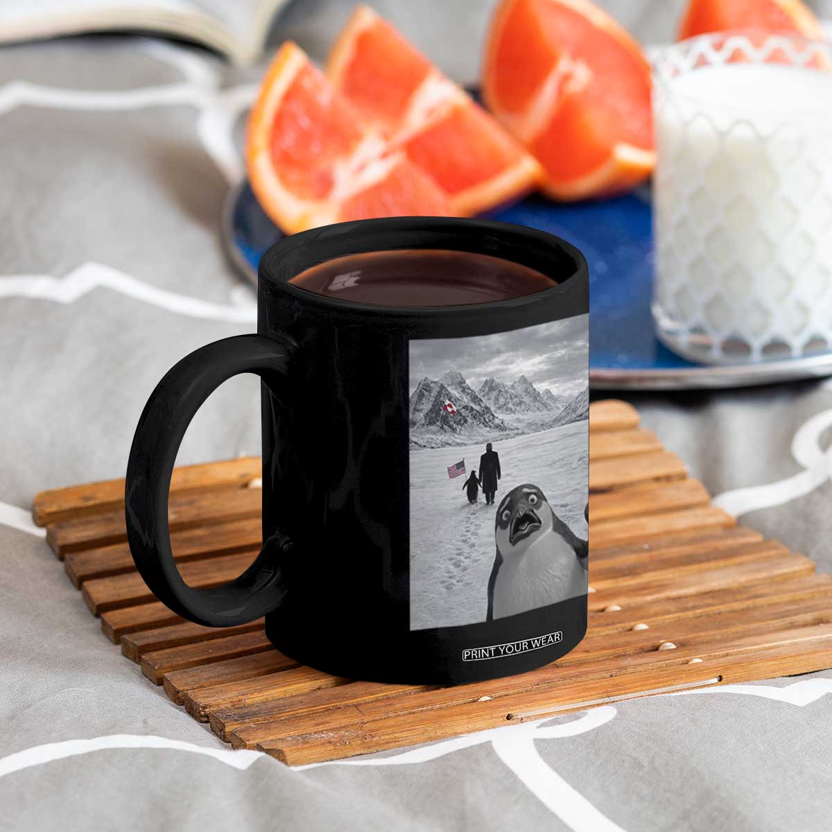 Nihilist Penguin Trump Hiking Mountains Coffee Mug Funny Penguin Selfie But Why TS14 Print Your Wear