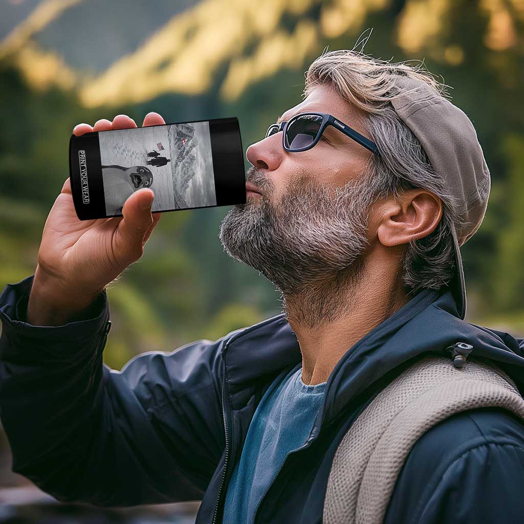 Nihilist Penguin Trump Hiking Mountains 4 in 1 Can Cooler Tumbler Funny Penguin Selfie But Why TS14 Print Your Wear