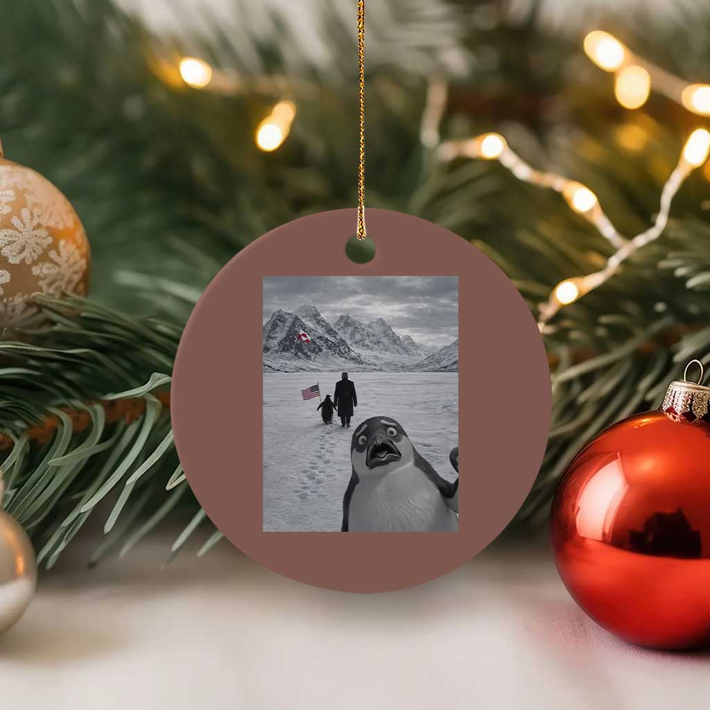 Nihilist Penguin Trump Hiking Mountains Ceramic Ornament Funny Penguin Selfie But Why TS14 1pc Mocha Print Your Wear