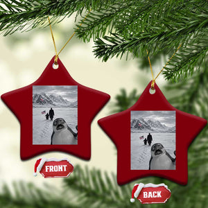 Nihilist Penguin Trump Hiking Mountains Ceramic Ornament Funny Penguin Selfie But Why TS14 Print Your Wear