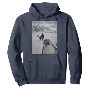 Nihilist Penguin Trump Hiking Mountains Hoodie Funny Penguin Selfie But Why TS14 Navy Print Your Wear