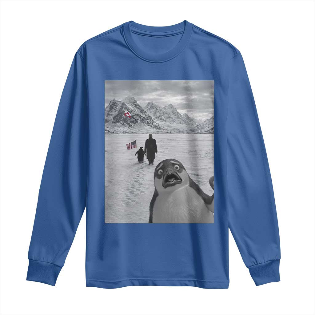 Nihilist Penguin Trump Hiking Mountains Long Sleeve Shirt Funny Penguin Selfie But Why TS14 Royal Blue Print Your Wear