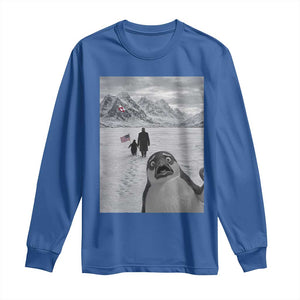 Nihilist Penguin Trump Hiking Mountains Long Sleeve Shirt Funny Penguin Selfie But Why TS14 Royal Blue Print Your Wear