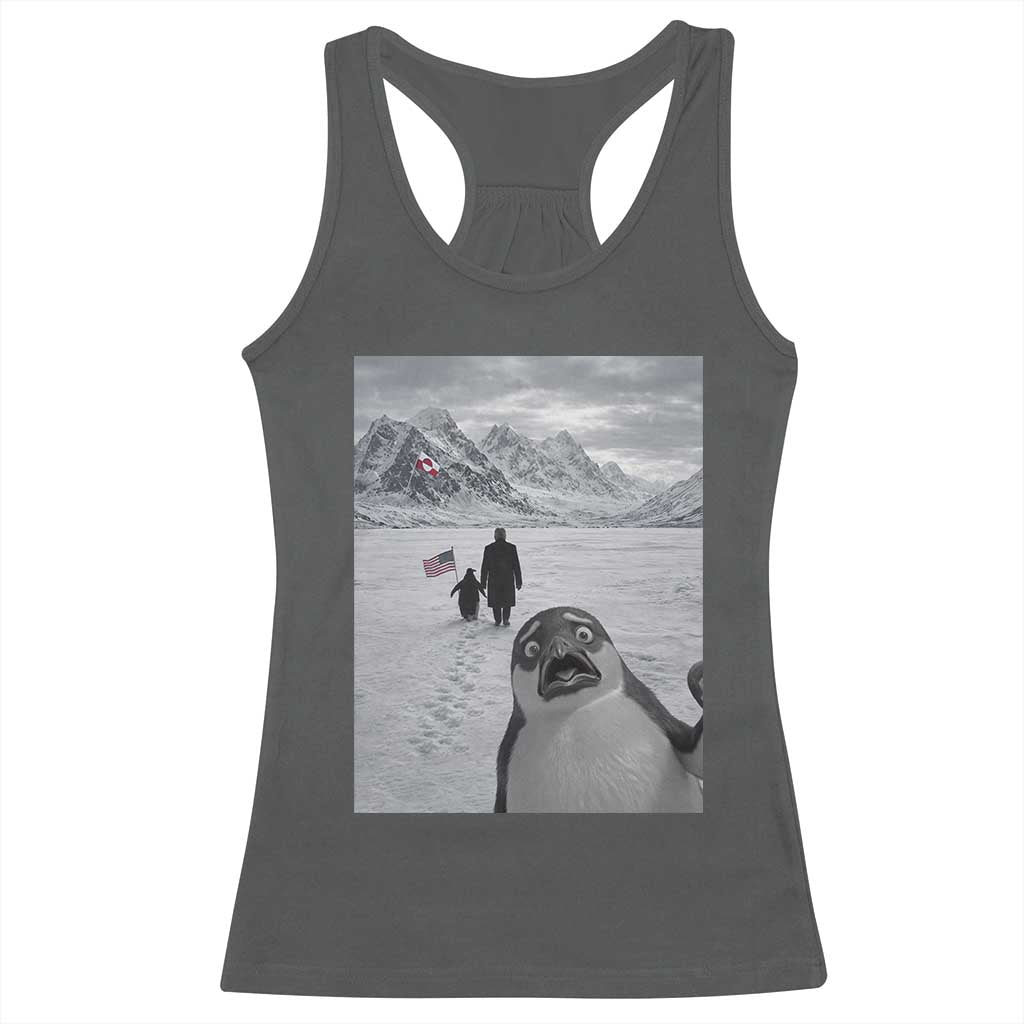 Nihilist Penguin Trump Hiking Mountains Racerback Tank Top Funny Penguin Selfie But Why TS14 Dark Heather Print Your Wear